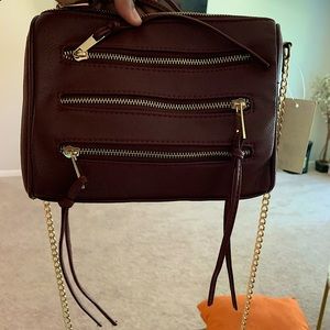 Burgundy Triple Zipper Purse